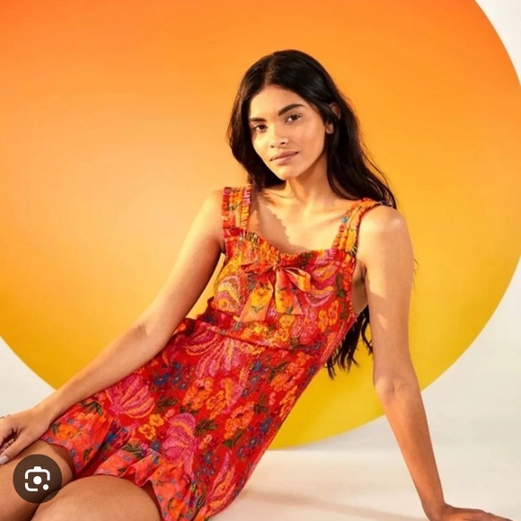 Farm Rio Red Spring Banana vacation dress, S - Picture 4 of 4